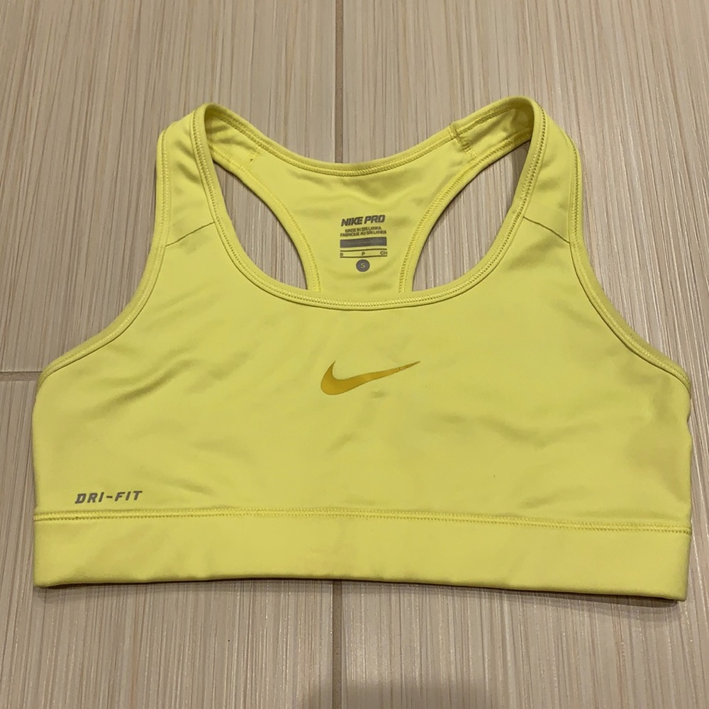 Nike Pro Sport Tops Dri-Fit Small Yellow